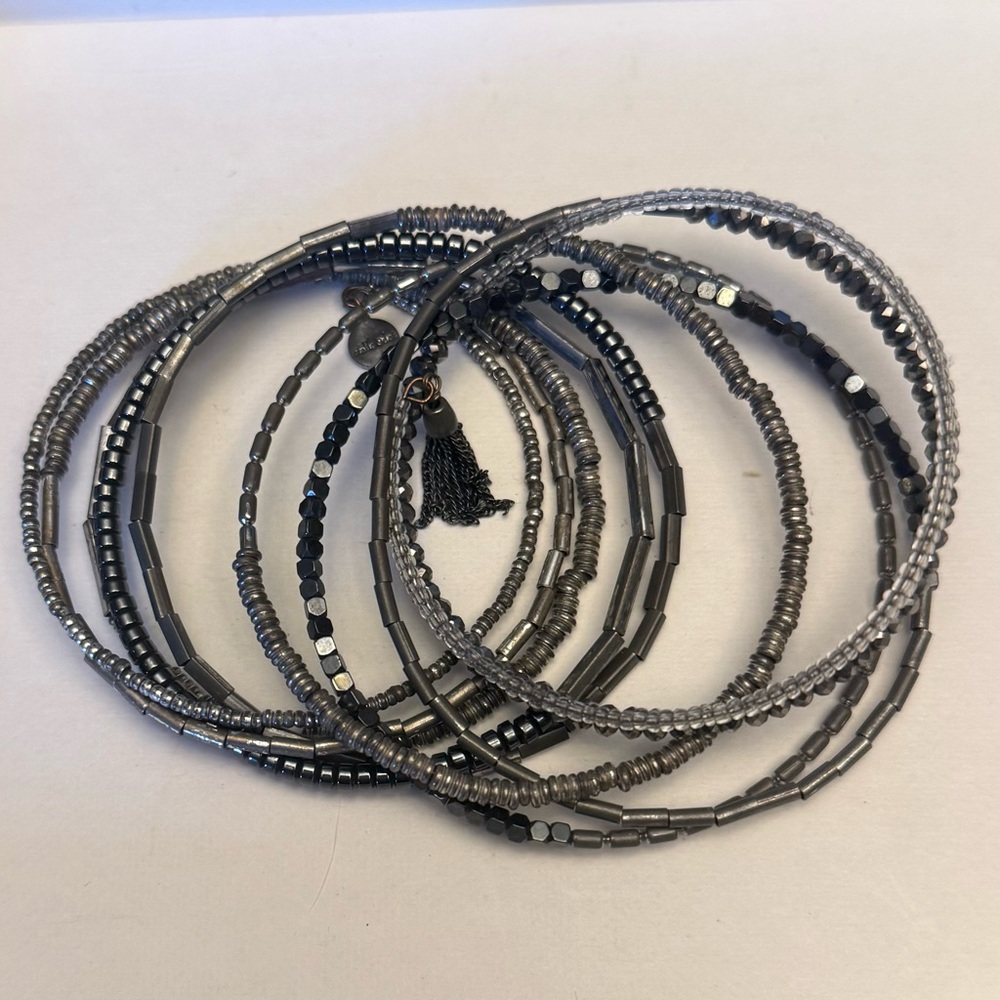 Stella and Dot Celine silver tone beaded bracelet